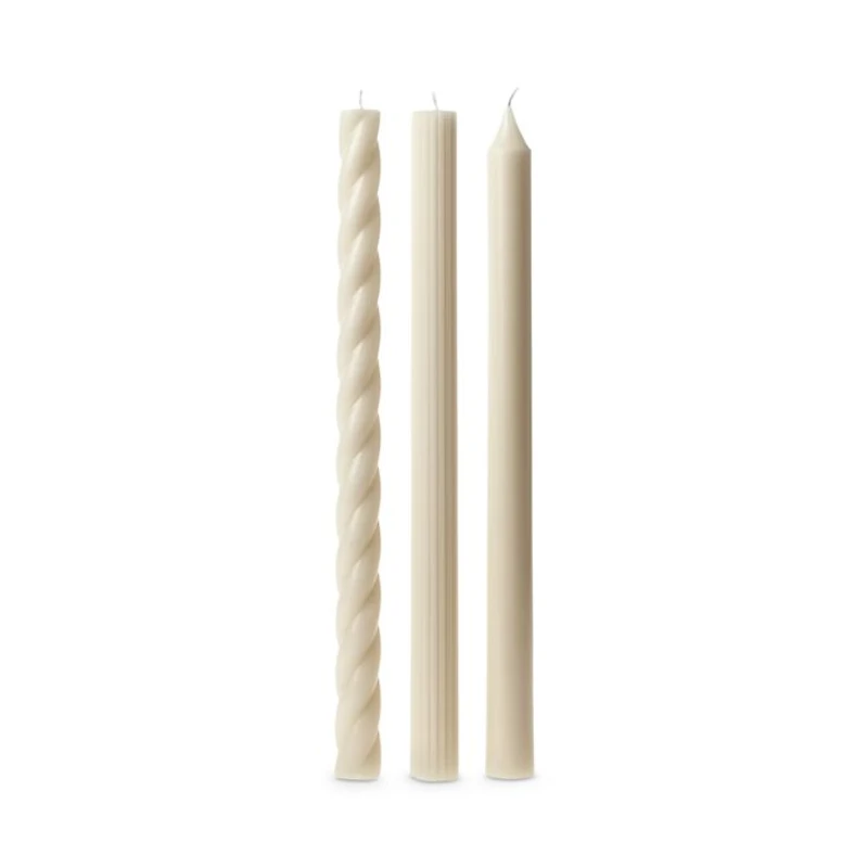 Assorted Cream Candle Tapers, Set of 3