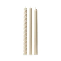 Assorted Cream Candle Tapers, Set of 3