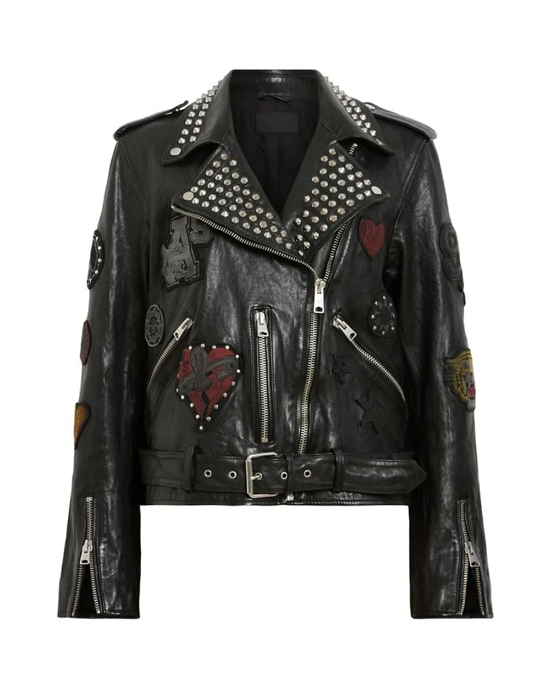 Leather College Biker Jacket