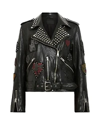 Leather College Biker Jacket