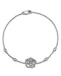 Diamond Flower Station Bracelet in 14K White Gold, 0.33 tcw