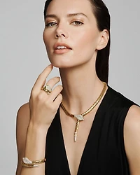 18K Yellow Gold Serpent Diamond & Emerald Bangle Bracelet - Exclusive