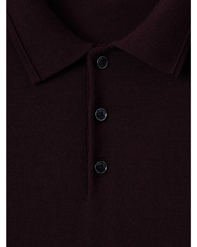 Trafford Merino Wool Regular Fit Long Sleeve Polo Shirt
