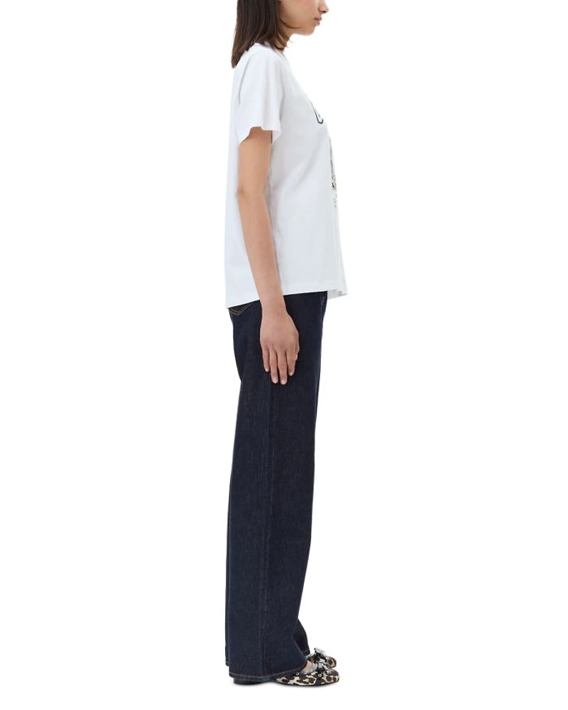 White Basic Jersey Leopard Relaxed Tee