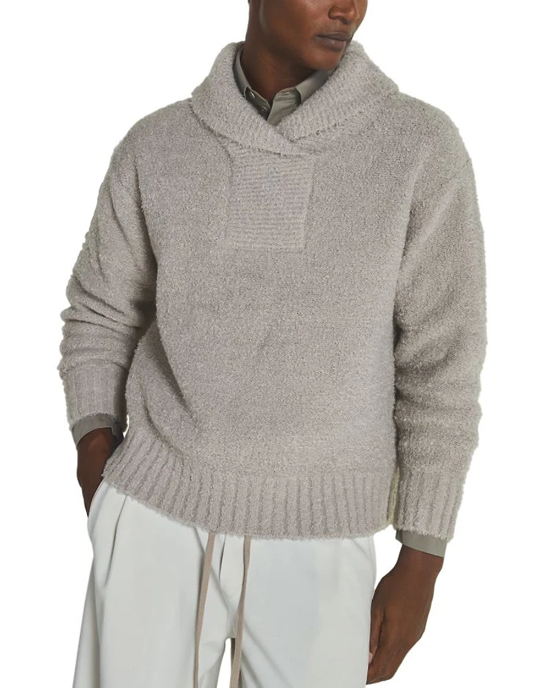 x Les 100 Ciels Unisex Noah Boucle Shawl Collar Jumper