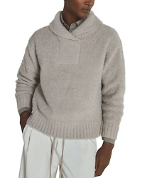x Les 100 Ciels Unisex Noah Boucle Shawl Collar Jumper