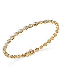Diamond Mini Pear Cluster Tennis Bracelet 14K Yellow and White Gold, 2.00 tcw
