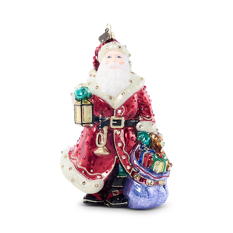 Jay Strongwater Bountiful Santa Glass Ornament