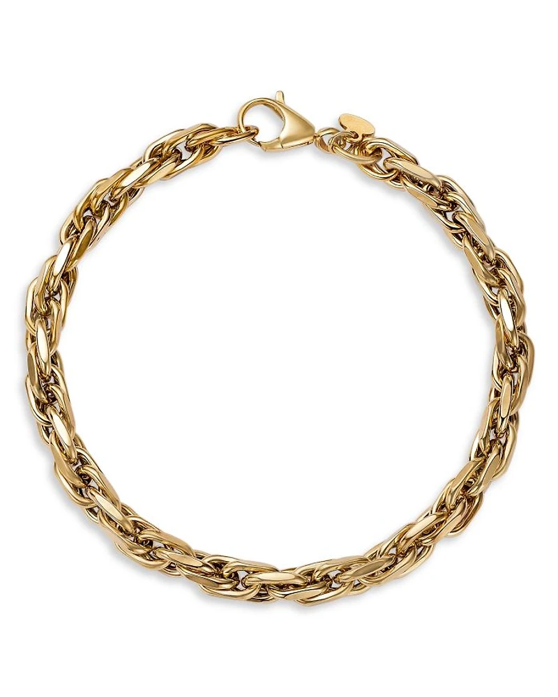 14K Yellow Gold Intertwined Link Chain Bracelet