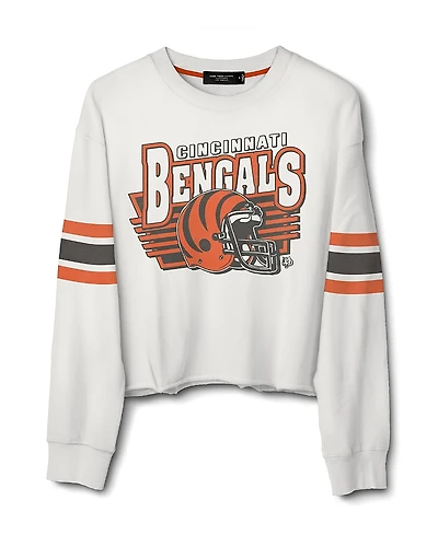 Junk Food Clothing Women's Nfl Cincinnati Bengals Kickoff Crop Crew Fleece Sweatshirt