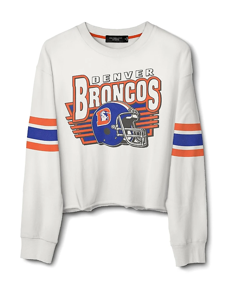 Junk Food Clothing Women's Nfl Denver Broncos Kickoff Crop Crew Fleece Sweatshirt