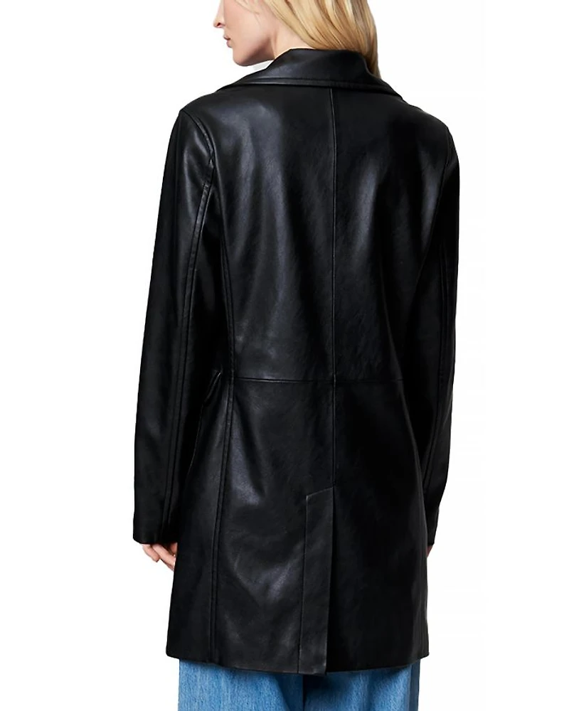 Faux Leather Trench Coat