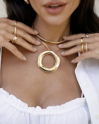 Open Circle Statement Pendant Necklace, 11"-16"
