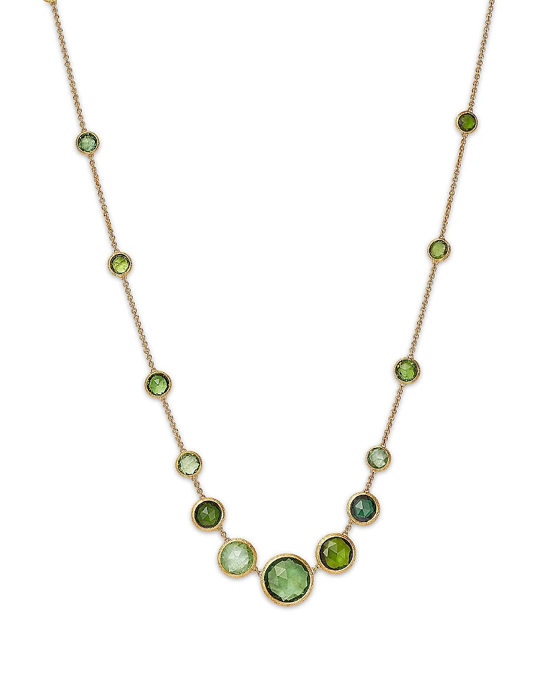 Marco Bicego 18K Yellow Gold Jaipur Color Green Tourmaline Bezel Graduated Statement Necklace, 16.5 - 18 - Exclusive