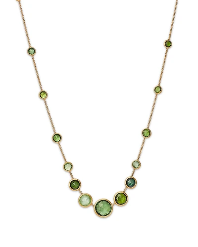 Marco Bicego 18K Yellow Gold Jaipur Color Green Tourmaline Bezel Graduated Statement Necklace, 16.5 - 18 - Exclusive