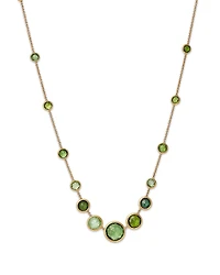 Marco Bicego 18K Yellow Gold Jaipur Color Green Tourmaline Bezel Graduated Statement Necklace, 16.5 - 18 - Exclusive