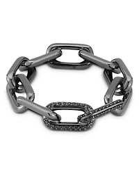 Men's 18K Black Gold Black Diamond Pavé Large Chain Link Ring