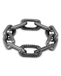 Walters Faith Men's 18K Black Gold Black Diamond Pave Large Chain Link Ring