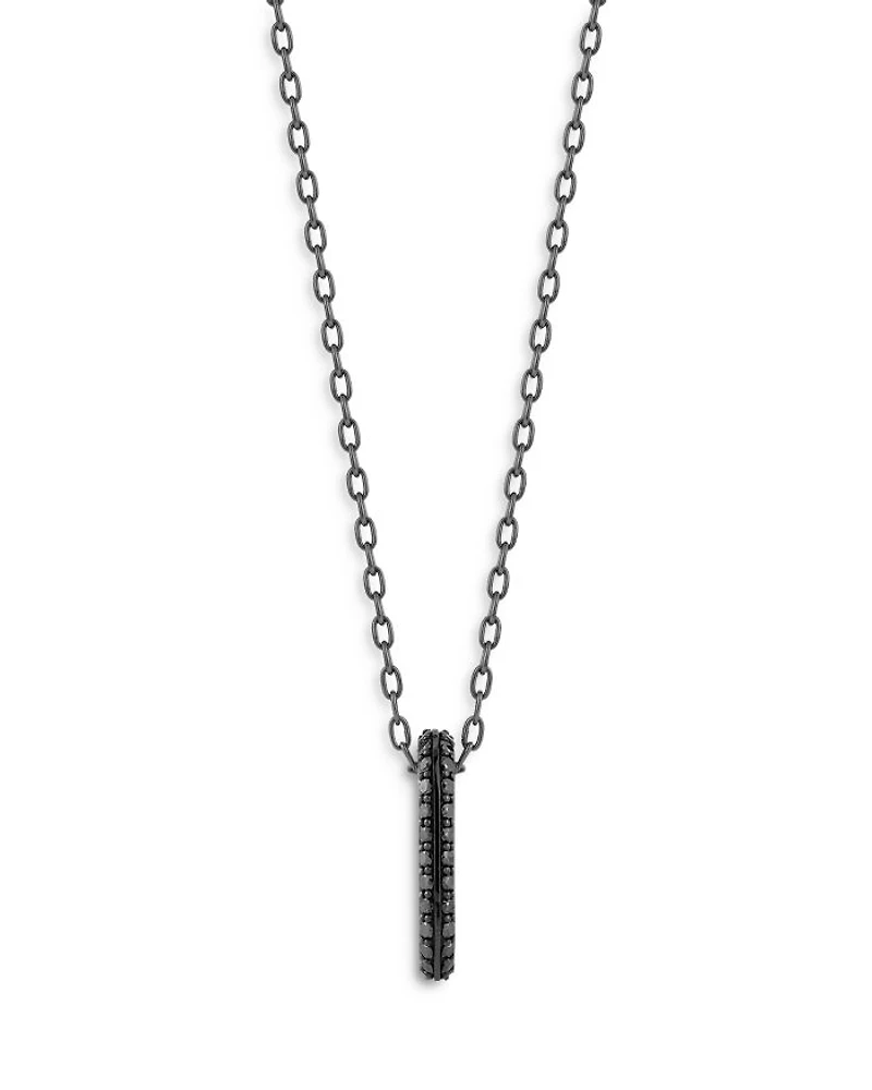 18K Black Gold Black Diamond Link Pendant Necklace, 24"