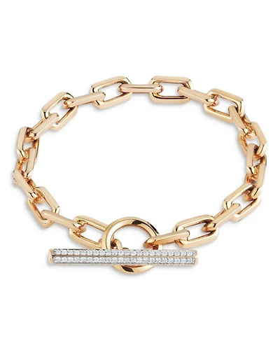 18K Rose Gold Diamond Toggle Chain Link Bracelet