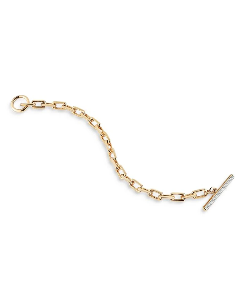 18K Rose Gold Diamond Toggle Chain Link Bracelet