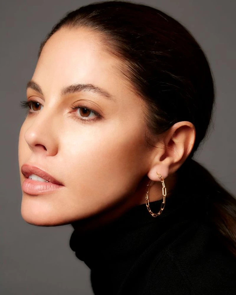 18K Rose Gold Saxon Chain Link Hoop Earrings