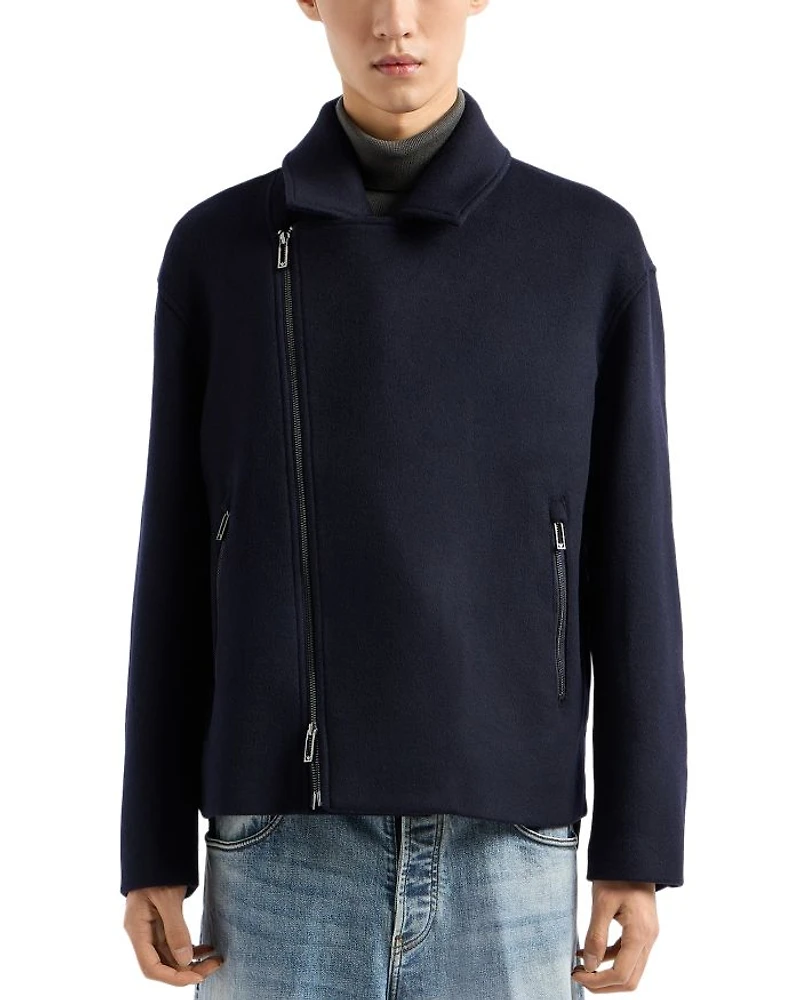 Asymmetrical Wool Biker Jacket