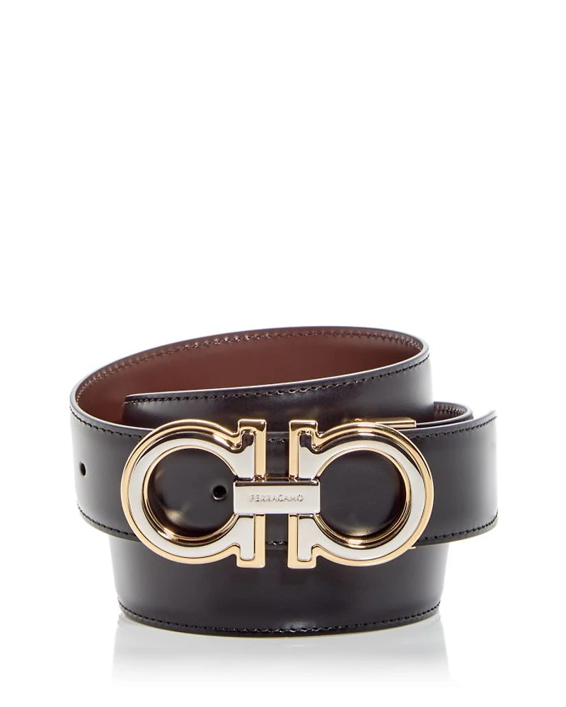 Men's Double Gancini Leather Belt