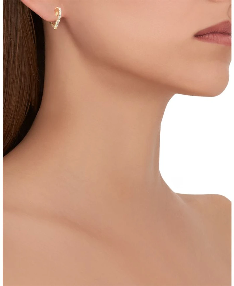 18K Yellow Gold Endless Hoop Earrings with Diamonds, 0.34 tcw