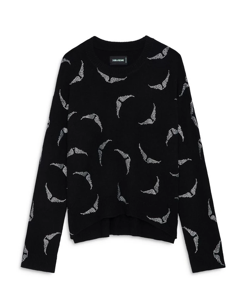 Cashmere Diamante Wings Sweater