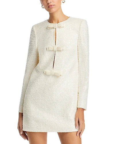 Self-Portrait Boucle Bow Embellished Mini Dress