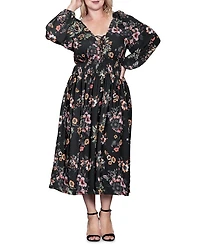 Plus Lace Up Double V Neck Dress