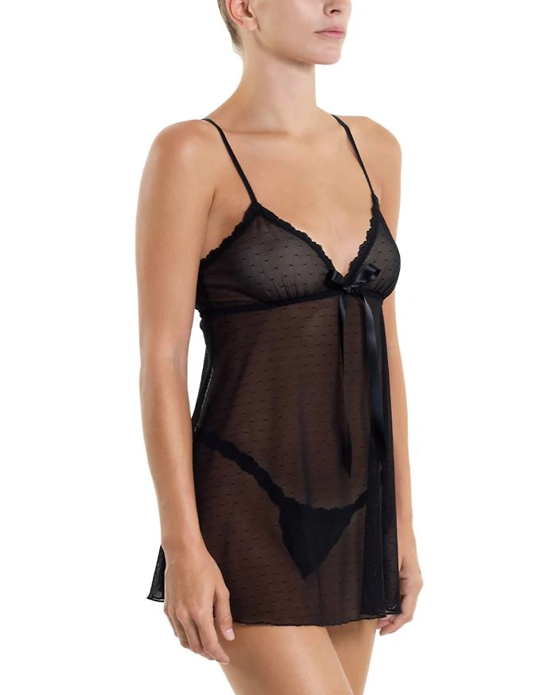 Dotted Tulle Babydoll & G String Set