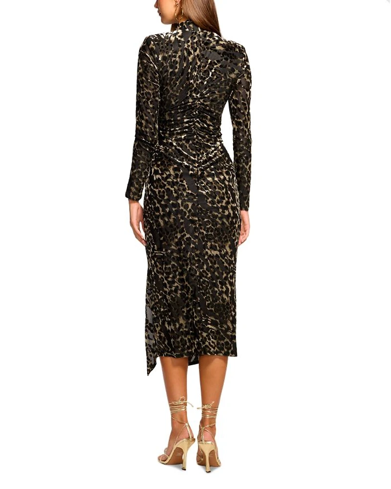 Eveline Burnout Cat Print Dress