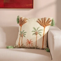 Roselli Trading Palm Embroidered Decorative Pillow, 20 x 20