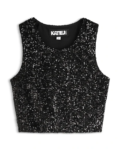 KatieJnyc Girls' Miley Cropped Sequined Top - Big Kid