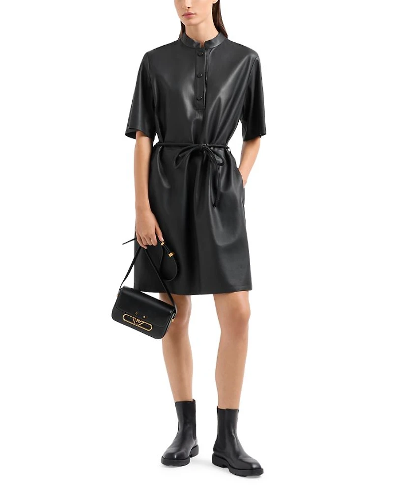Leather Belted Dress