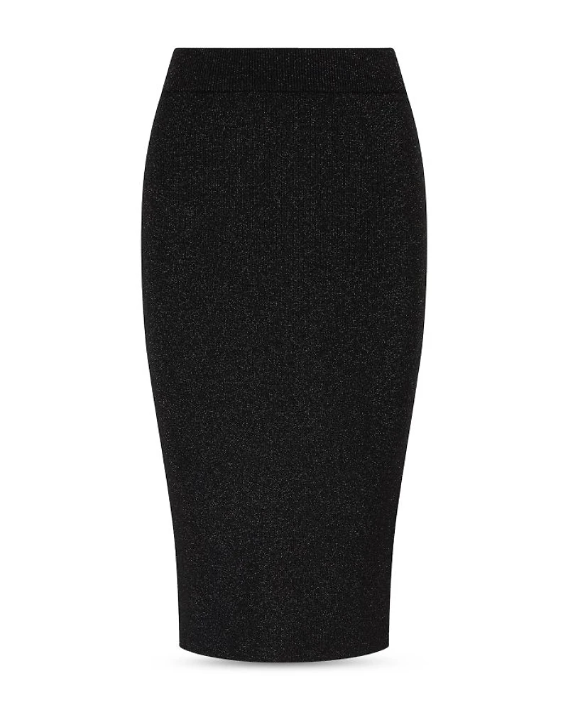 Metallic Knit Pencil Skirt
