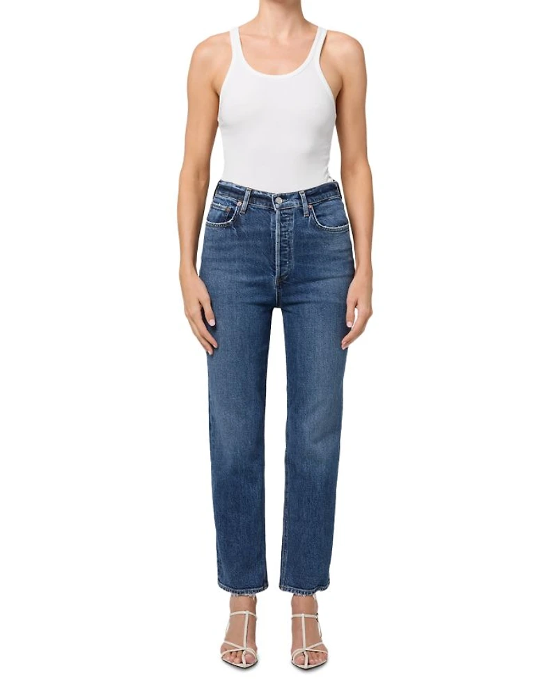 90s Pinch Waist High Rise Ankle Straight Jeans Solace