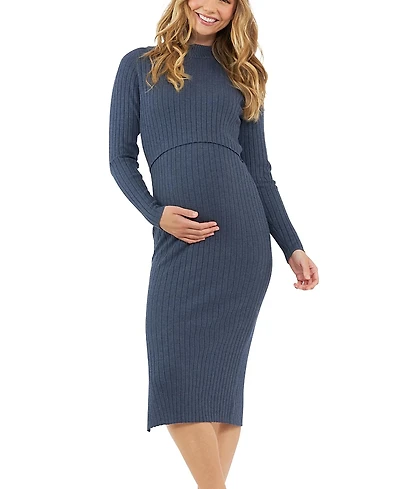 Ripe Maternity Nella Rib Nursing Knit Midi Dress