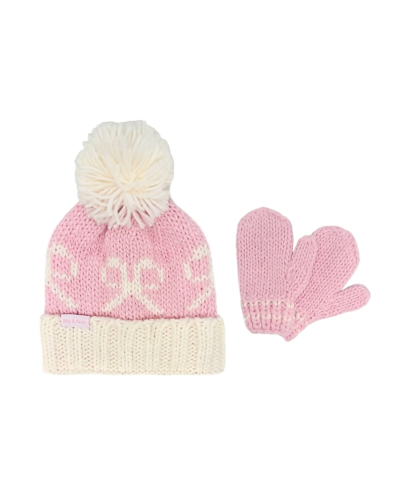 Bits & Bows Girls' Bobble Hat Mittens Set - Baby, Little Kid, Big Kid