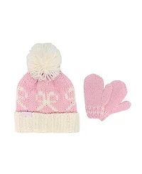 Bits & Bows Girls' Bobble Hat Mittens Set - Baby, Little Kid, Big Kid