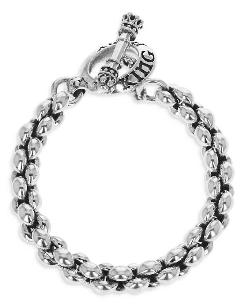 Men's Sterling Silver Large Infinity Link Toggle Clasp Bracelet