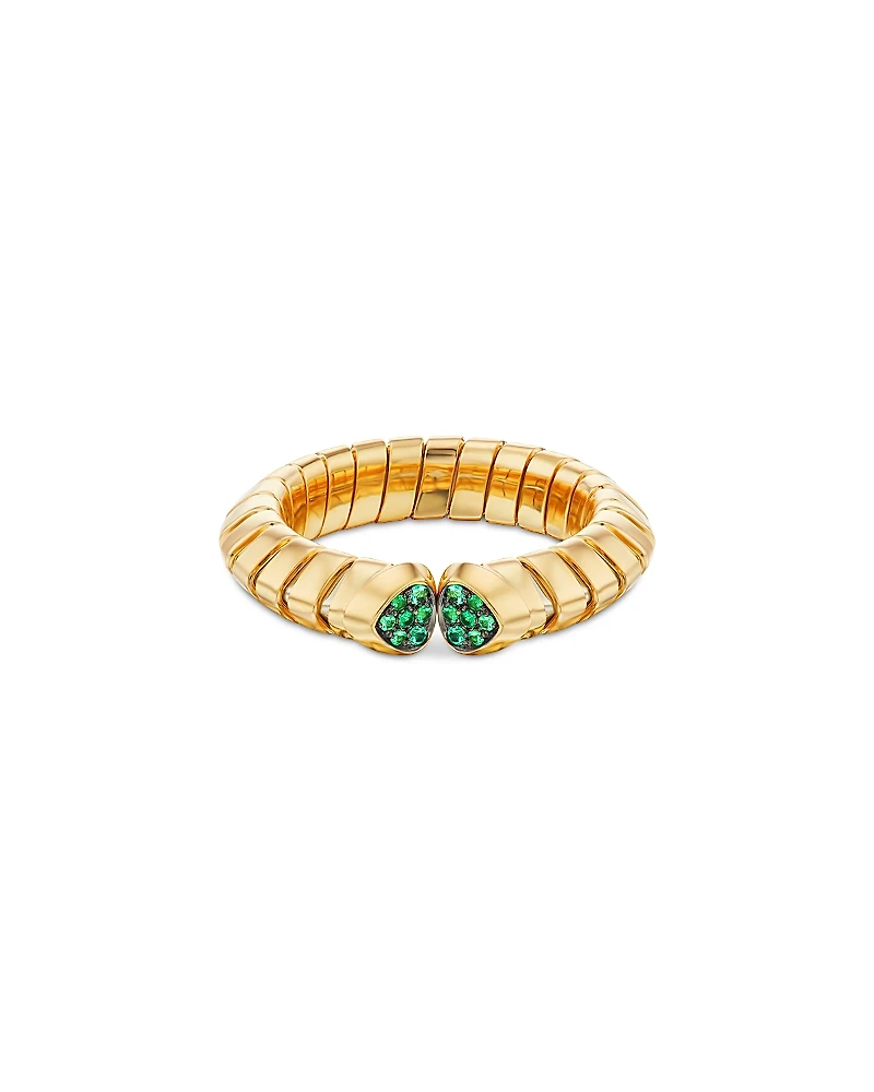 Marina B Trisolina 18K Yellow Gold Emerald Pave Ring