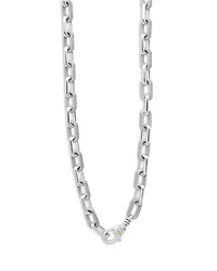 18K Yellow Gold & Silver Caviar Lux-Clip Diamond Link Necklace, 18
