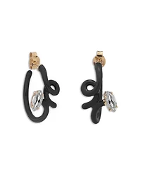 9K Yellow Gold & Sterling Silver You're So Vine Smokey Quartz Black Hoop Earrings
