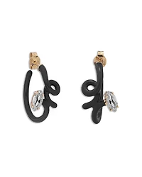 Bea Bongiasca 9K Yellow Gold & Sterling Silver You're So Vine Smokey Quartz Black Hoop Earrings