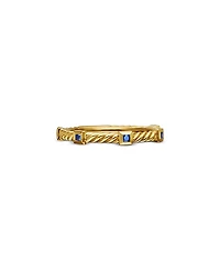 David Yurman 18K Yellow Gold Cable Sapphire Stack Band Ring