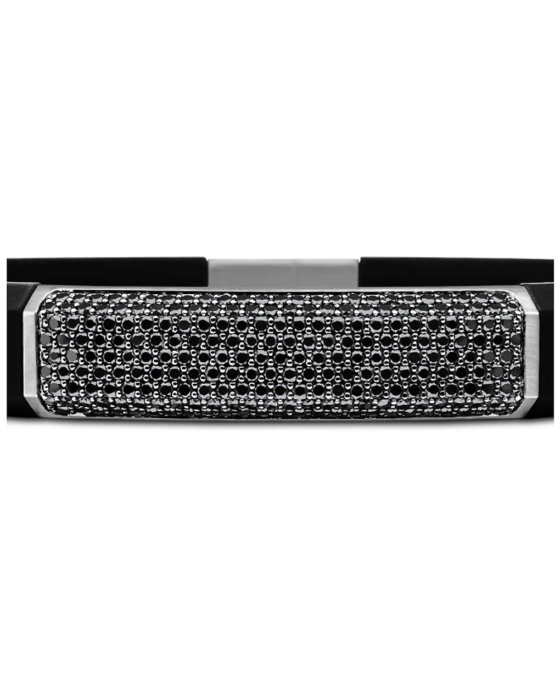 Men's Sterling Silver Streamline® Black Diamond Pavé Black Rubber Bracelet