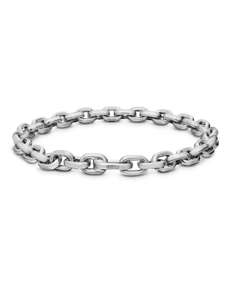 Men's Deco Chain Link Bracelet Sterling Silver, 6.5mm